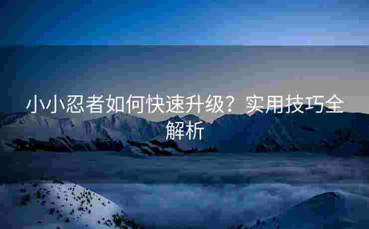 小小忍者如何快速升级？实用技巧全解析